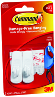 Command 17002 Utility Hook, 1 lb Weight Capacity, Plastic