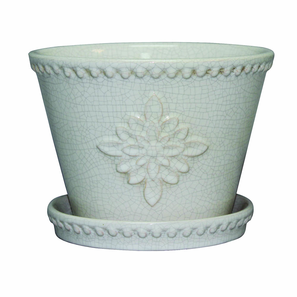 6" LORNA PLANTER PEARL WHITE