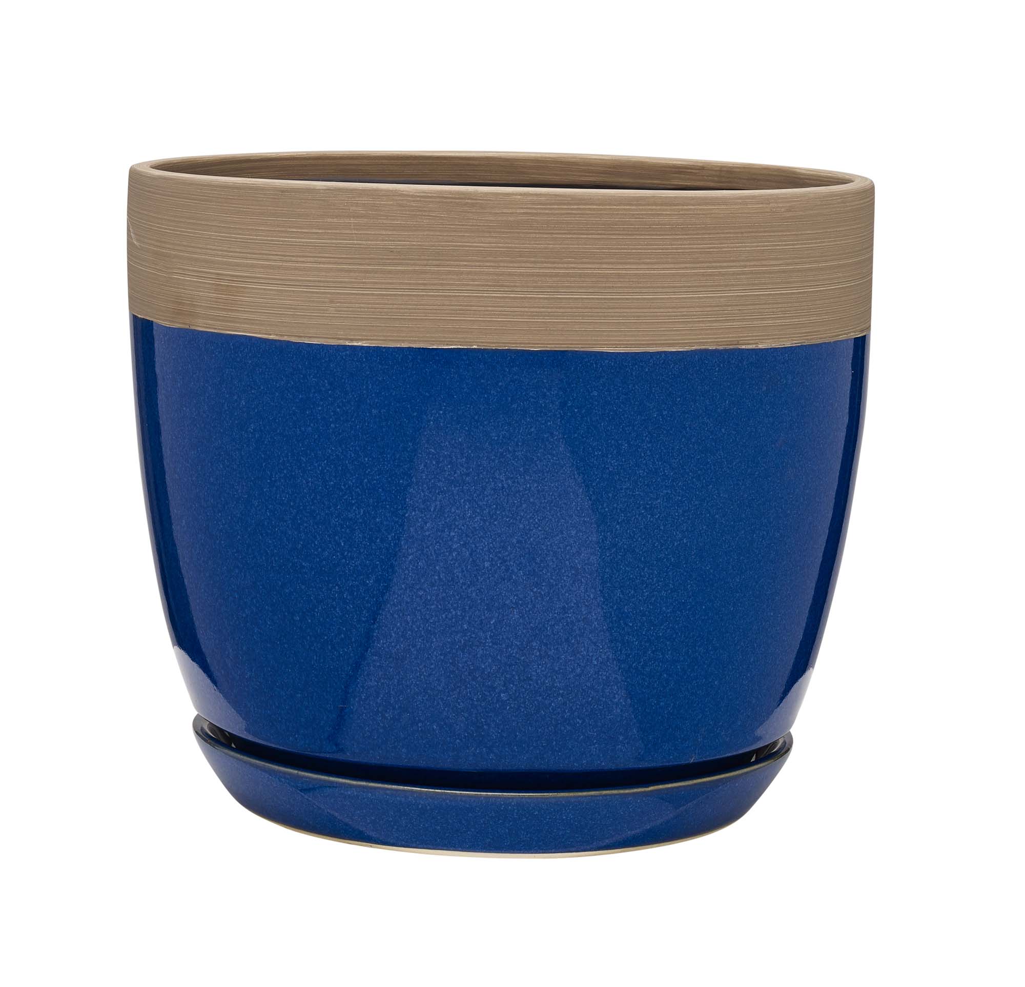 ANA PLANTER CERAMIC NAVY 8"