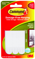 Command 17201 Picture Hanging Strip, Paper Backing, White
