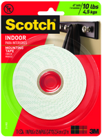 Scotch 314DC Heavy-Duty Mounting Tape, 125 in L, 1 in W, White