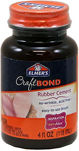Elmers E425 No-Wrinkle Rubber Cement, 4 oz Bottle