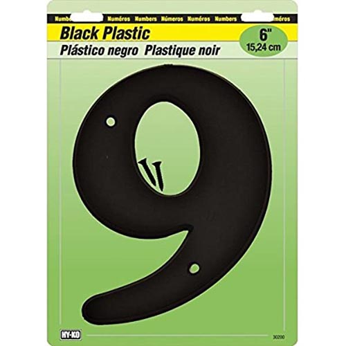 HY-KO 6 BLACK PLASTIC NUMBER #9