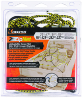 KEEPER ZipNet 06141 Adjustable Cargo Net, 86 in L, Hook End, Rubber,