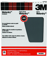 3M 99420 Sandpaper, 400A-Grit, Super Fine, Silicone Carbide, Black