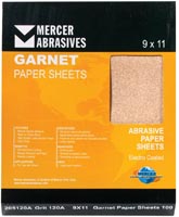 Mercer Industries 205120C Grit 120 C-Weight 9" x 11" Garnet Paper Sheets