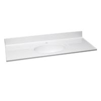 49 in. x 22 in. Single Faucet Hole Cultured Marble Vanity Top in Solid White