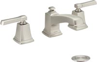 Moen WS84820SRN Boardwalk Two-Handle Low Arc Bathroom Faucet, Spot Resist