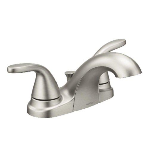 Moen Adler 4 in. Centerset 2-Handle Low-Arc Bathroom Faucet in Spot Resist