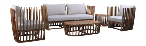 Throne Teak 5 PC Seating Set w/off-white cushions