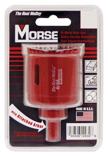 MORSE MHSA20C/TAC20 Hole Saw, 3/8 in Arbor, 1-15/16 in D Cutting, HSS