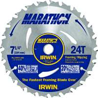 IRWIN MARATHON 24030 Circular Saw Blade, 7-1/4 in Dia, Carbide Cutting Edge,