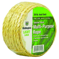 Wellington 16212 Rope, 39 lb Working Load Limit, 50 ft L, 1/4 in Dia, Sisal