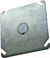 RACO 8753 Electrical Box Cover, 4 in L, 4 in W, Square, Galvanized Steel