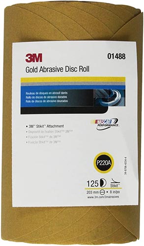 STIKIT GOLD DISC ROLL 8" P220A