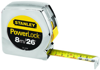 STANLEY 33-428L Tape Measure 26 ft L x 1 in W Blade, Steel Blade, Chrome