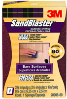 3M SandBlaster 20908-80 Sanding Sponge, 80-Grit, Aluminum Oxide, Foam
