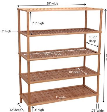 BAMBOO 5 TIER SHOE RACK BASKET W