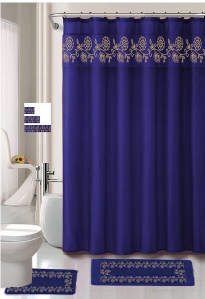 Leaves 18-Piece Shower Set, Navy