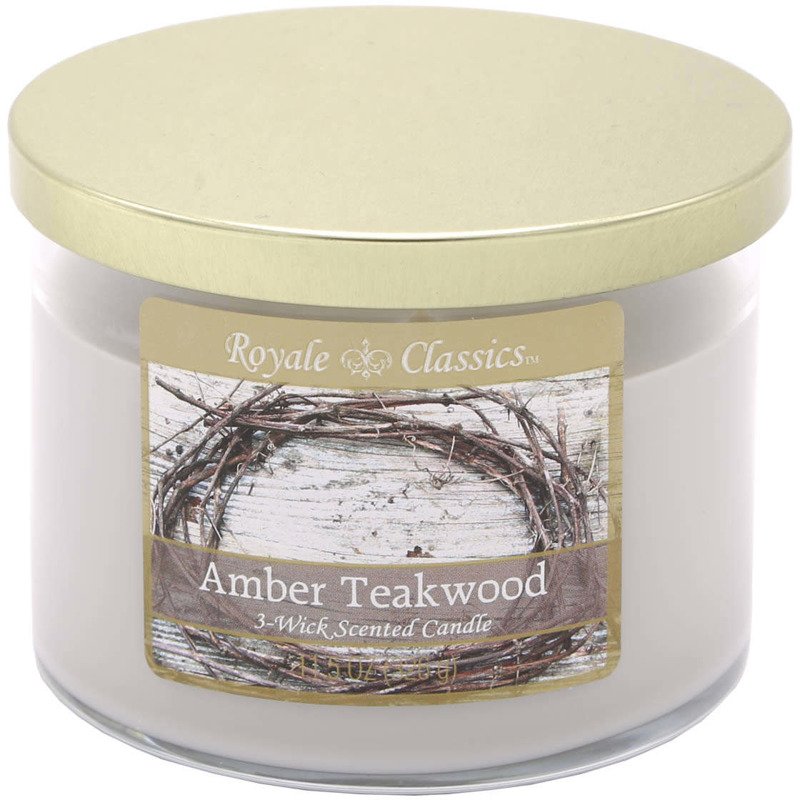 AMBER TEAKWOOD 3-WICK JAR 11.5OZ