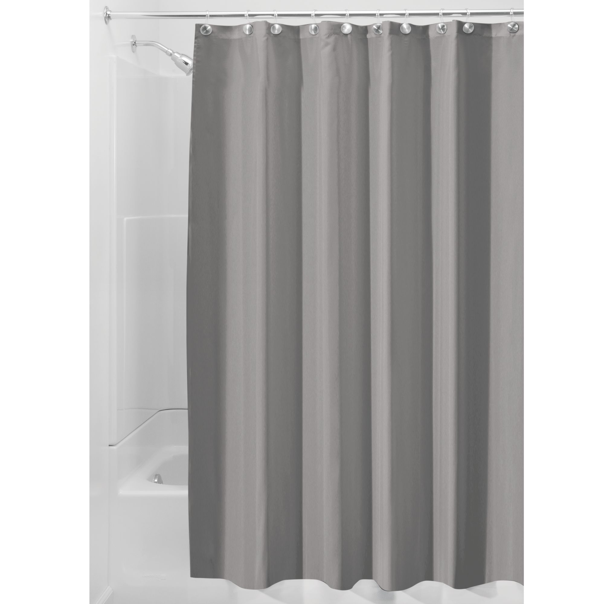 InterDesign Waterproof Fabric Shower Curtain Liner, Standard 72" x 72", Gray