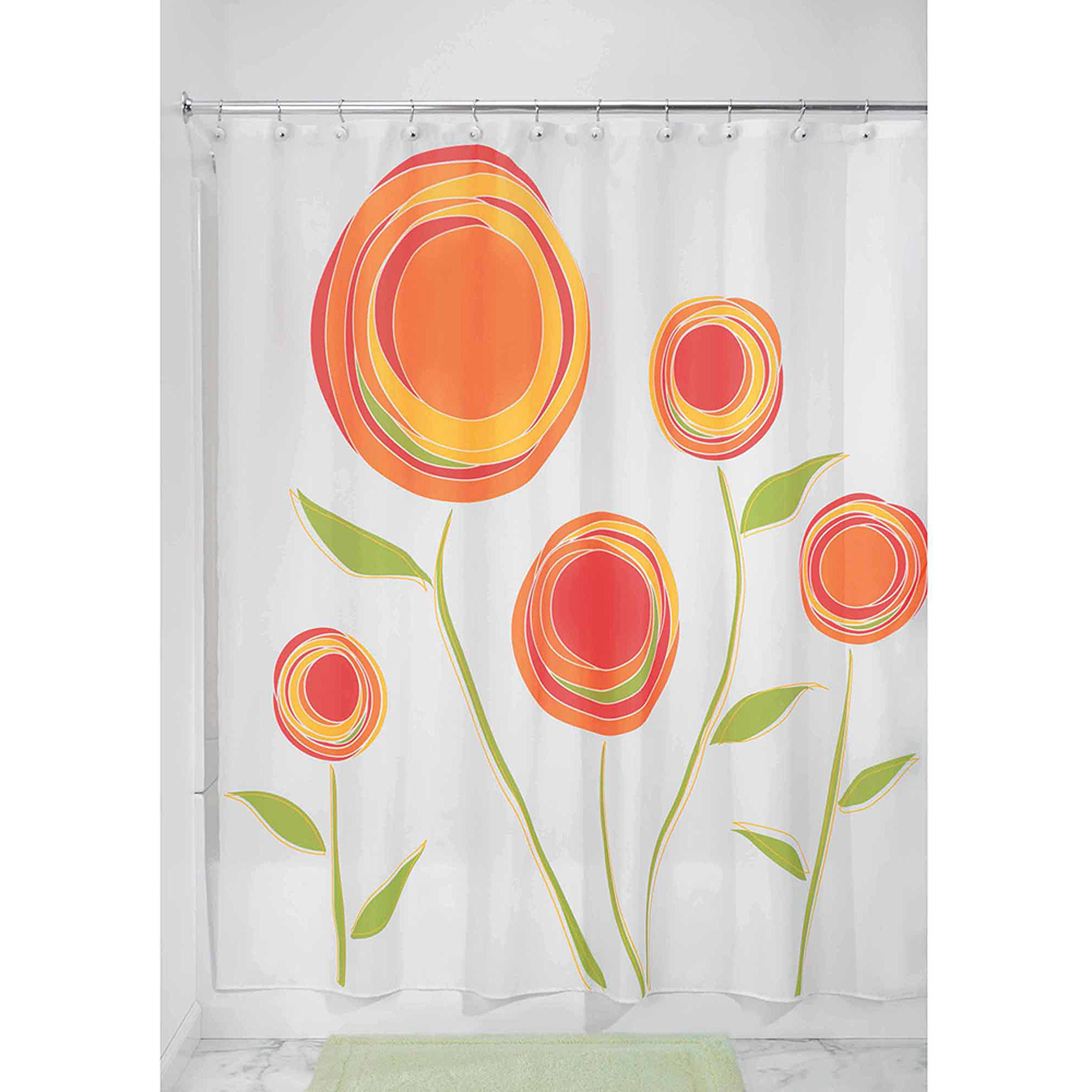 InterDesign 37120 72" X 72" Red & Orange Marigold Shower Curtain
