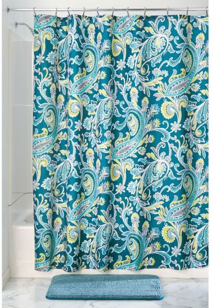 InterDesign Multi Harper Paisley Fabric Shower Curtain - 72 x 72, Teal