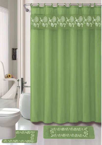 Leaves 15-piece Bathroom Rug Shower Set