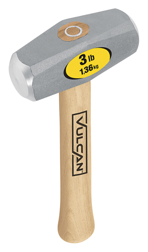 Vulcan Drilling Hammer, 3 Lb, Steel Head, 12 In L Handle, Hickory Wood