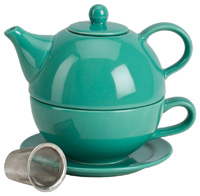 TEA FOR ONE W/INFUSER TEAL