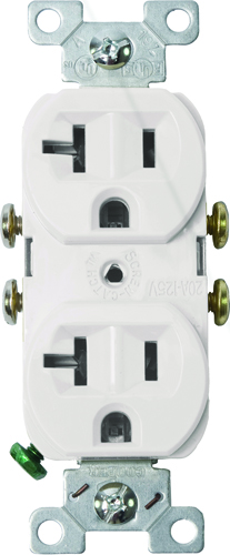 Eaton Wiring Devices 877W-BOX Duplex Receptacle, 20 A, 2-Pole, White