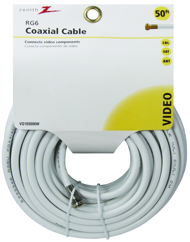 Zenith VG105006W Coaxial Cable, 18 AWG