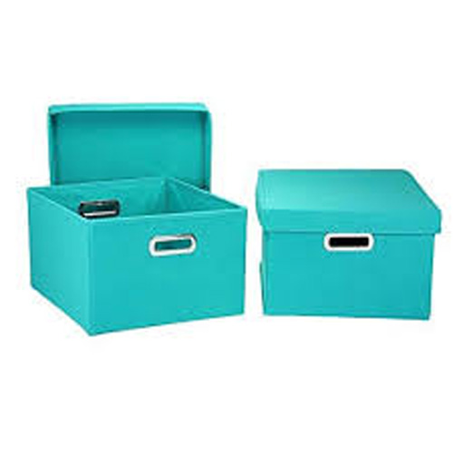 COLLAPSIBLE STORAGE BOX 2PCE AQU