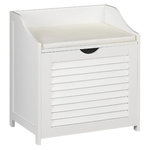 BENCH HAMPER W/SHUTTER FRONT WHT