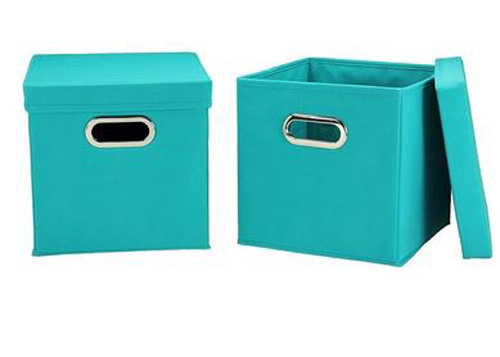 COLLAPSIBLE STORAGE CUBE 2PC AQU