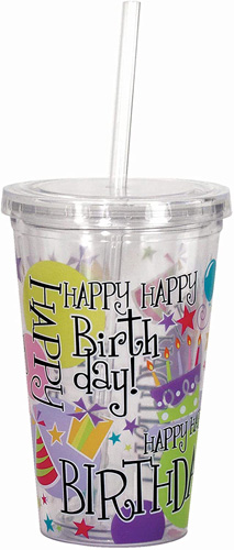 CUP W/STRAW HAPPY BIRTHDAY