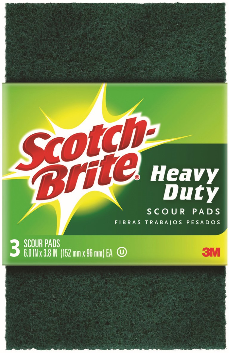 Scotch-Brite 96 Scouring Pad, 9 in L, 6 in W, 3/4 in Thick, Green