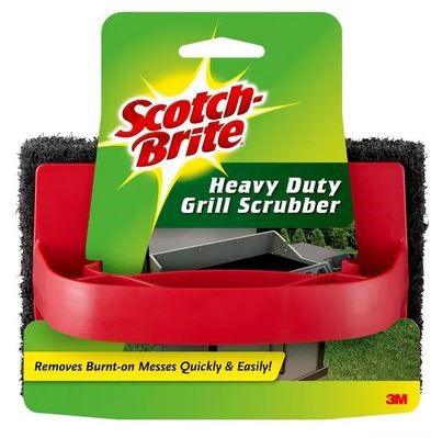 Scotch-Brite 7721 Grill Scrubber, 6 in L, 4 in W, 3 in Thick, Brown