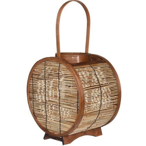 LANTERN REED W/ROUND WOOD