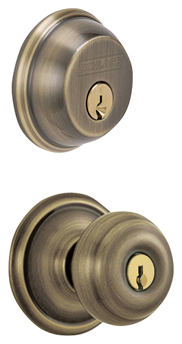 Schlage Georgian FB50NVGEO609 Knob Lockset, Keyed Alike Key, 2 Grade, Steel,