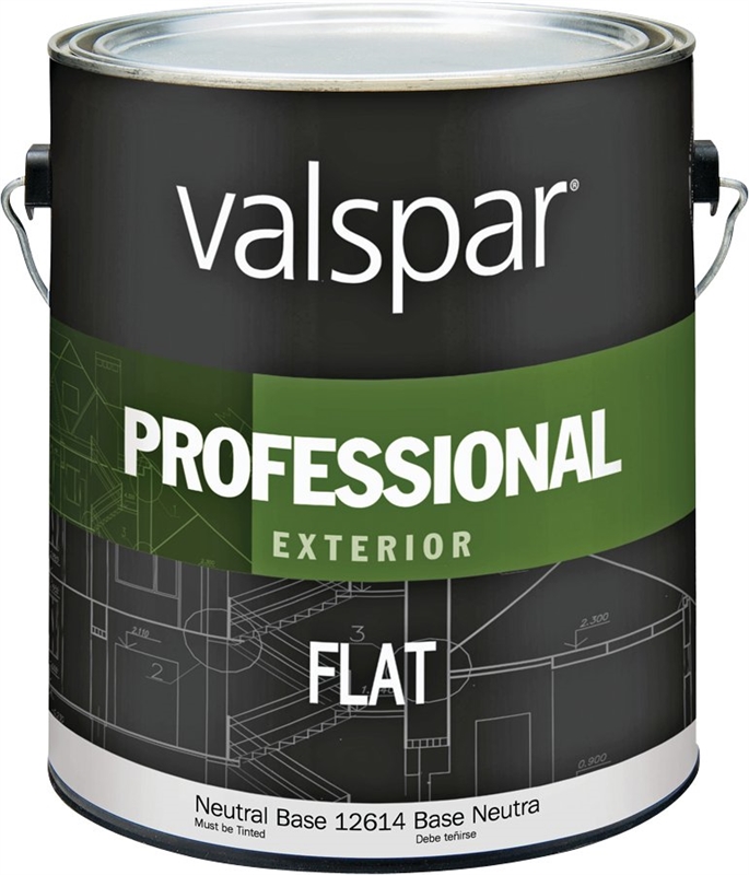 Valspar 12614 Professional Exterior House Paint, Neutral Base, Flat, 1 gal