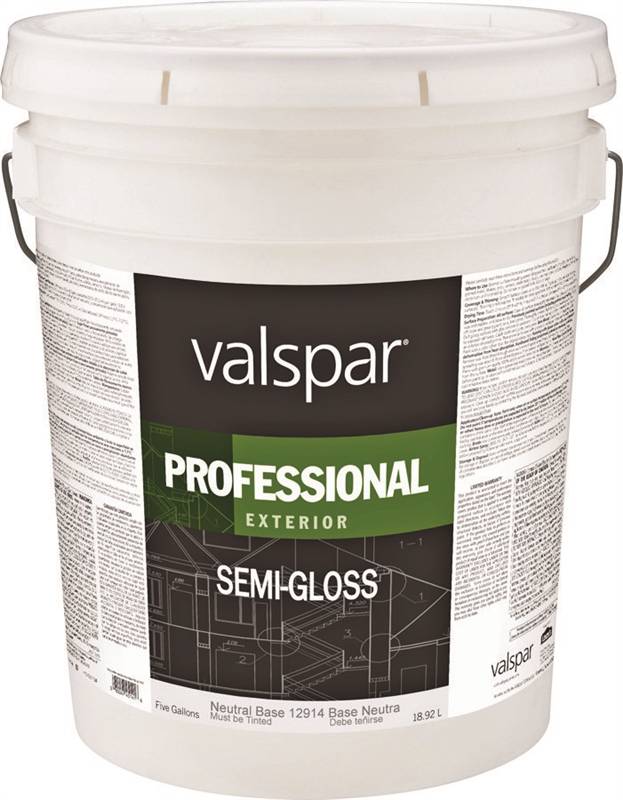 Valspar 12914 Professional Exterior House Paint, Neutral Base, Semi-Gloss, 5