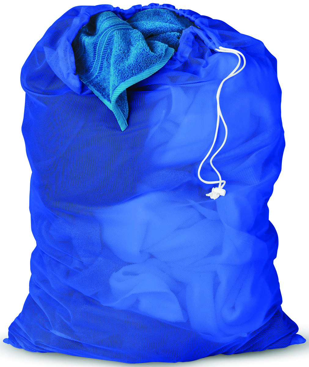 Honey-Can-Do LBG-01161 Mesh Laundry Bag, Drawstring Closure, Fabric, Blue