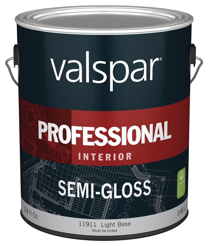 Valspar 11911 Interior Latex Paint, Semi-Gloss, Semi-Gloss Light Base, 1 gal