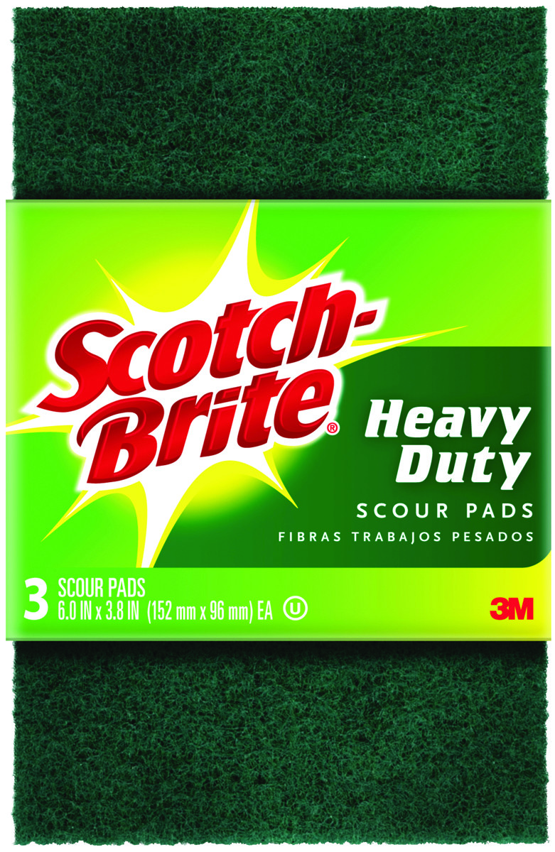 Scotch-Brite 96 Scouring Pad, 9 in L, 6 in W, 3/4 in Thick, Green