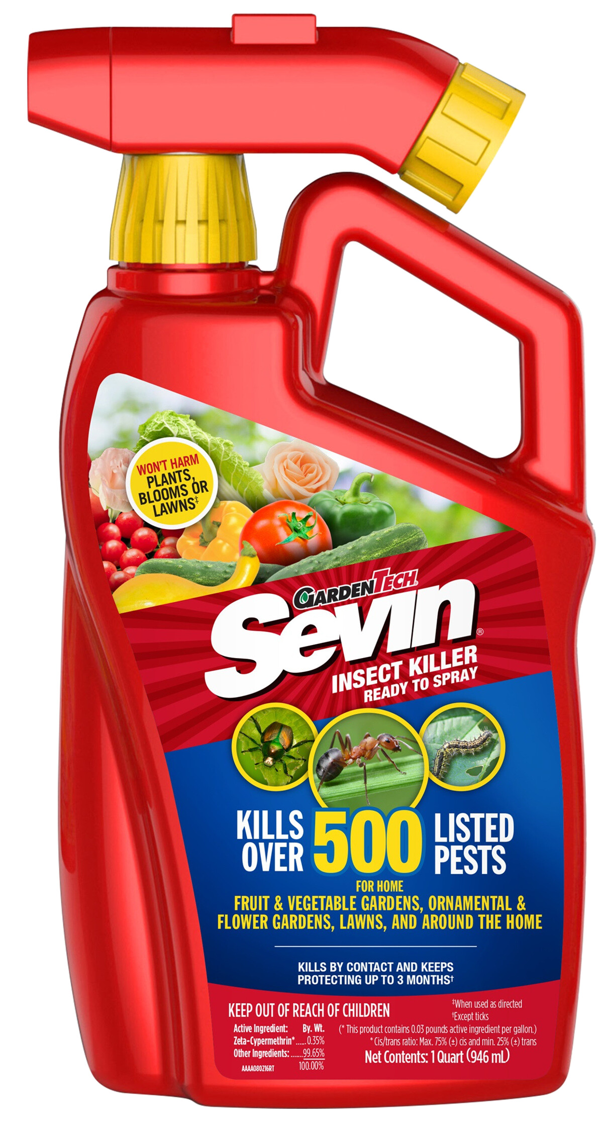 Gardentech Sevin Concentrated Insect Killer, 32 oz, Liquid, 3.3 pH, > 212