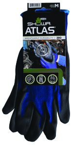 ATLAS Lightweight Coated Gloves/Nitrile Foam Coating, Black/blue