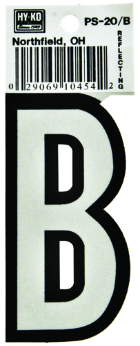 HY-KO PS-20/B Reflective Letter, Character B, 3-1/4 in H Character,