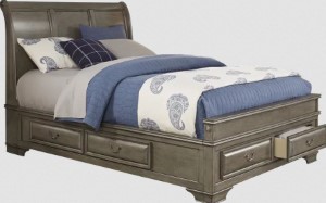 3PC QUN SLEIGH BED STORAGE GRAY