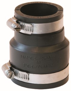 Fernco P1056-215 Pipe Coupling, 2 x 1-1/2 in, 3.392 in L, Black